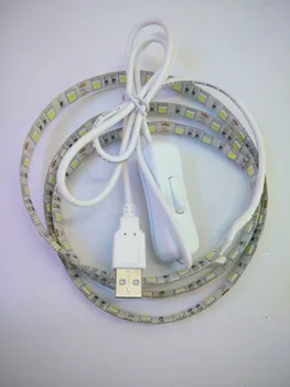 0,5 m/1m/pc 5V USB LED pásek SMD5050 Flexibilní bílá/warmwhite LED světlo,jedna barva světla IP65 vodotěsný+On/off vypínač