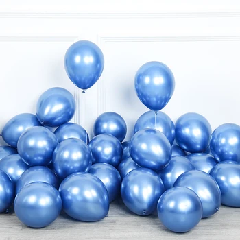 100ks Macaron Modrý Balón Věnec Arch, Modrá Metalíza, Bílé Balónky Pro Svatby, Narozeninové Party Dekorace Děti Baby Sprcha