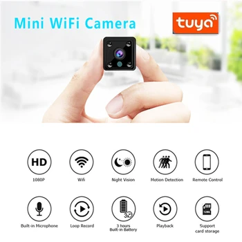 1080P Mini Kamera Tuya WiFi Kamera, Mini WiFi IP Kamery Videokamery Přenosné USB Webcam Rekordér Onvif CCTV Kamery, Baterie