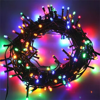 10M 80 Led Vánoční String Světla Černý Drát Řetězec Víla Světla Venkovní Garland Pro Svatební Party Dovolená