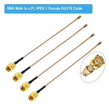 10PCS/LOT SMA na IPEX RG178 Kabel SMA Male na uFL/u.FL/IPX/IPEX-1 Samice Adaptér RF Koaxiální Přívodního kabelu WI-fi Antény Prodlužovací Kabel