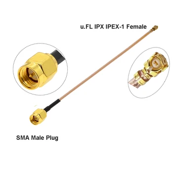 10PCS/LOT SMA na IPEX RG178 Kabel SMA Male na uFL/u.FL/IPX/IPEX-1 Samice Adaptér RF Koaxiální Přívodního kabelu WI-fi Antény Prodlužovací Kabel