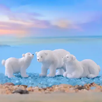 10pcs Micro Krajiny Polar Bear Ornament Rozkošný Polar Bear Ozdoby Pryskyřice Řemesla Stolní Ozdoba (Smíšený Styl)