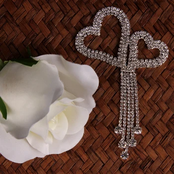 11,5 cm*7 cm SRDCE Crystal Drahokamu Nášivky na Svatební Šaty, Oděvy, Boty, Dekor Šicí Silver Gold Drahokamu Lišty
