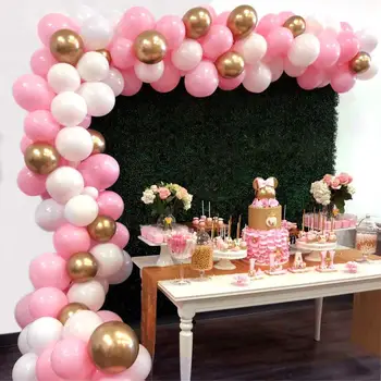 112pcs Balón Věnec Arch Kit Pink Bílé Zlato Latex vzduchu Balónky DIY Svatbu, Narozeninovou Oslavu Dekor Balónků Věnec zásob