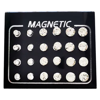 12 Párů/Set Mix Velikostí Magnet Stud Náušnice Puk Kolo Crystal Drahokamu Magnetické Ucho Falešné Svíčky, Šperky pro Ženy, Pánské 4/5/6mm