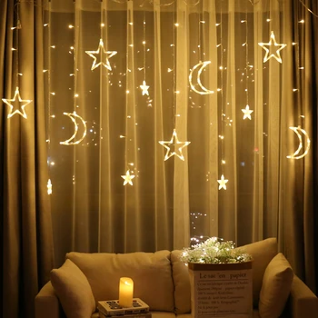 137inch Moon Star Lampa LED Lampa String Ins Vánoce, Narozeniny Světla Party Dekorace Svátek Světel Opony Lampa Svatební Neon