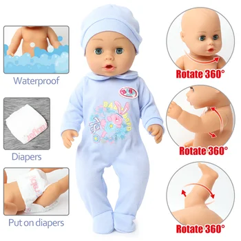 18 palců simulace bebe reborn Silikonové 46cm Realistický vodotěsný Novorozence Baby Doll plenky Pít vodu, láhev na Krmení set Hraček