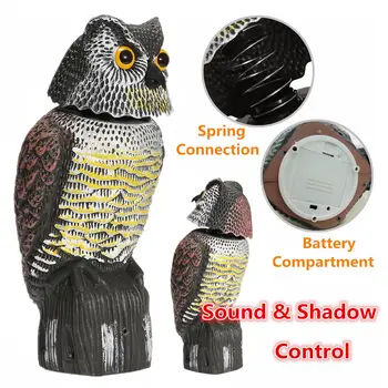 1ks Realistické Bird Scarer Rotační Hlavy Zvuk, Sova, Straka Návnada Ochranu Repelent proti Škůdcům Strašák Zahrady Loděnice