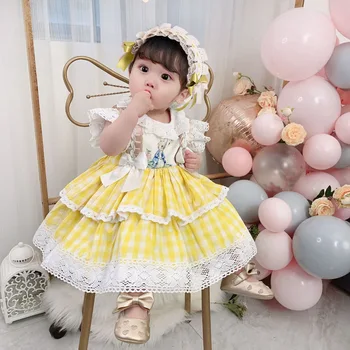 2-6Y Baby Dívky Letní Žluté Králičí Princezna Lolita Šaty pro Dívky, Velikonoce, Narozeniny