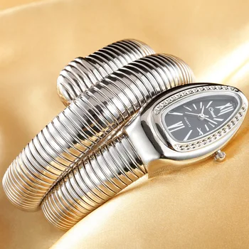 2018 CUSSI Zlaté Luxusní Dámské Hodinky Serpentine Módní Náramek Quartz Náramkové hodinky Dámské Hodinky Had Hodiny Reloj Mujer Dárky