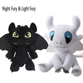 2019, Jak Vycvičit Draka 3 Plyšové Hračky Night Fury Světlo Fury Bezzubý Měkká Plyšová Panenka Bílého Draka Dárek k Narozeninám 30cm