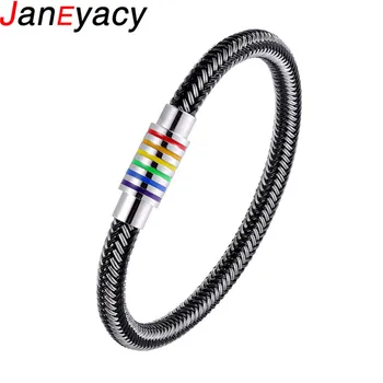 2019 NOVÉ Módní Jednoduché Gay Magnetické Spony Náramek pro Muže Náramek z Nerezové Oceli, Černá/Bílá Pletená Ocelový Drát Náramek Ženy