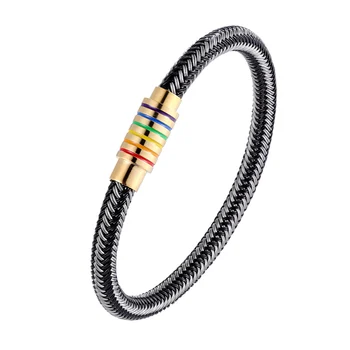 2019 NOVÉ Módní Jednoduché Gay Magnetické Spony Náramek pro Muže Náramek z Nerezové Oceli, Černá/Bílá Pletená Ocelový Drát Náramek Ženy