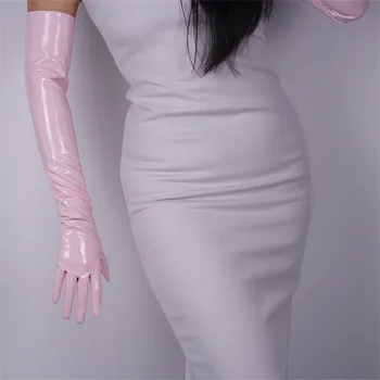 2020 Módní Dlouhé Styl Patent Kožené Rukavice Žena 60cm Simulace Kůže Zrcadlo Světlé PU Kůže Ženy Rukavice PU60