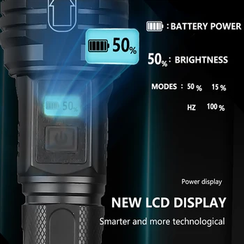 2020 NOVÉ XHP90.2 nejsilnější 48W LED Svítilna USB Nabíjecí LED Svítilna XHP90 Taktická Svítilna 26650 18650 Ruční Svítilna
