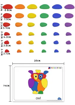 2020 Nové 69Pcs Duha Oblázky Vzdělávací Hračky Kreativní Vícebarevná Proměnné Velikosti Naskládané Kameny Děti Dárek k Narozeninám
