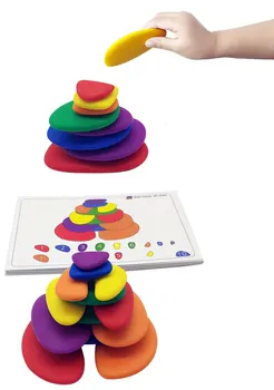 2020 Nové 69Pcs Duha Oblázky Vzdělávací Hračky Kreativní Vícebarevná Proměnné Velikosti Naskládané Kameny Děti Dárek k Narozeninám