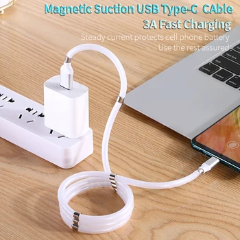 2020 Nové Magnetické Self Vinutí USB Nabíjecí Kabel Pro Mobilní Telefon Magnet Auto Adsorpce Kabel 3ft TypeC Mirco USB Nabíječka Kabel