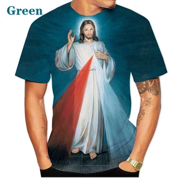 2020 Nové Módní Bůh Vzorované 3D Trička Classic Ježíš s Krátkým Rukávem, Pohodlné Volný čas O-neck T-shirt Muži Oblečení Velikosti XS-5XL