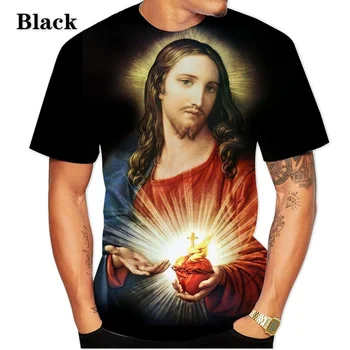 2020 Nové Módní Bůh Vzorované 3D Trička Classic Ježíš s Krátkým Rukávem, Pohodlné Volný čas O-neck T-shirt Muži Oblečení Velikosti XS-5XL