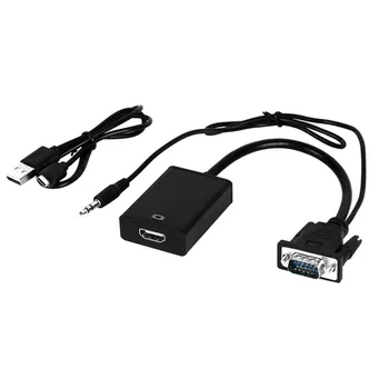2020 VGA Maschio HDMI Convertitore Femminile Adattatore Del Cavo Con Audio Uscita Di 3,5 mm 1080P VGA HDMI Na PC Del