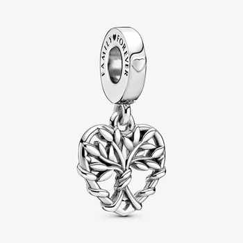 2020 Zimní Nové 925 Sterling Silver Korálky, Srdce rodokmen Houpat Kouzlo fit Originál Pandora Náramek Christmas Šperky