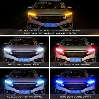 2ks Flexibilní Univerzální Auto LED DRL Denní Běžící Světlo Tok Běží Světlomet LED Pás Brzdy svícení Pro Automobily Vodotěsné