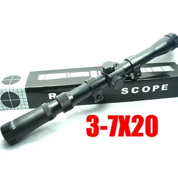 3-7x20 Mil-Dot Lov Zoom Airgun vzduchová Puška Rozsah s Bezplatným Montuje Venkovní Airsoft Optický Zaměřovač pro Lov 6-0025