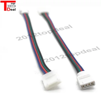 30ks/mnoho 4pin led prodloužení konektoru kabel 4 pin jehly a spona pro 3528/5050 RGB led strip