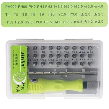 32 v 1 Mini Přesné Šroubovák Sada Phillips, Torx Hex Magnetický Prodlužovací Tyč pro Mobilní Telefon, Notebook Údržba