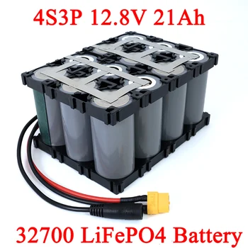 32700 Lifepo4 Battery Pack 4S3P 12,8 V 21Ah s 4S 20A 60A Maximální Vyvážený BMS pro Elektrické Lodi Nepřetržité Napájení 12V