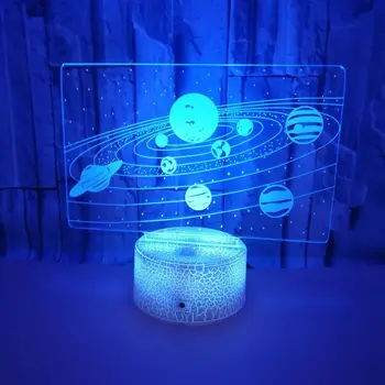 3D Optické Iluze Lampa Galaxy Noční Světlo 3D Noční Lampa Solární Systém Anime 3D Lampa Děti, Vánoční Dárky, Noc, Světlo, Výzdoba