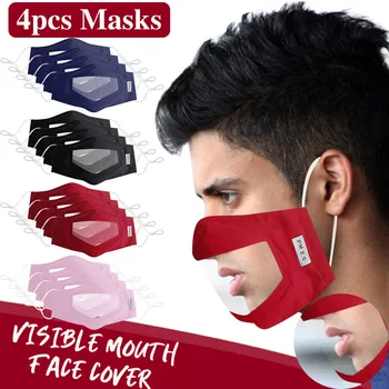 4ks Dospělých Viditelné masky transparentní lesk na Okně Výraz v pračce Ochrana Masky Mascarillas obličejový Štít Maska Obličejové Masky