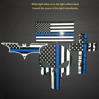 4ks/set spojené státy Americké Vlajky Modré Čáry Nálepka Punisher Lebky Bat Ježíš Kříž Reflexní Osobní Auto Samolepky a Obtisky