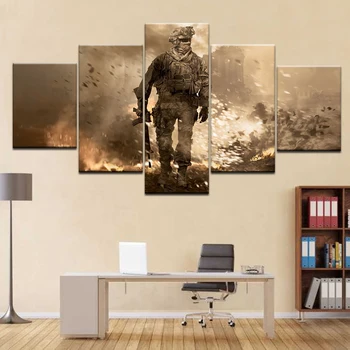 5 Kusů Umění HD Plátno Rám Bojiště Voják Tisku Pro Obývací Pokoj Malířské Plátno Nástěnné Dekorace Pro dekorace Pokoje