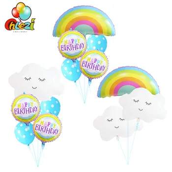 5 ks Duha Úsměv Cloud balónky Happy Birthday party dekorace Party Dodávky globos děti, hračky, Heliový balon miminko