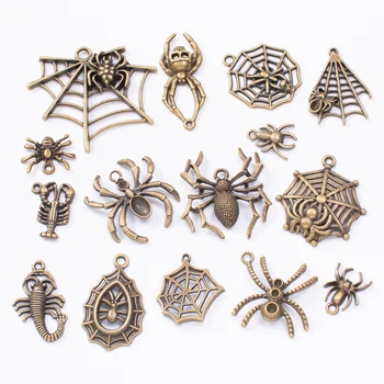 50g hot prodej kovové smíšené kouzlo zvíře, pavouk, starožitné bronzové náramek, náhrdelník, ručně vyráběné šperky velkoobchod DIY šperky