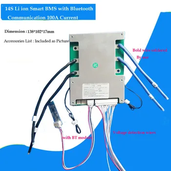 58.8 V 14S Bluetooth BMS pro 48V Li-iontová Baterie PCB deska s 80A nebo 100A Proud s UART komunikační funkce