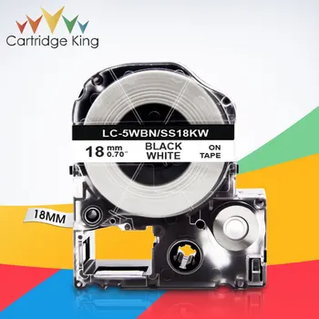 5PK SS18KW Černá na Bílé 18mm Štítek Páska Kompatibilní pro Epson Král Jim LabelWorks LW-C410 LW-LW 400-400L LW-K400 Tiskárna Etiket