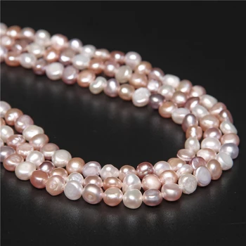 6-10mm Barevné Přírodní Sladkovodní Pearl Korálky Pro Výrobu Šperků Irreguar Barokní Perly Růžové Fialové Smíšené DIY Náramek 14