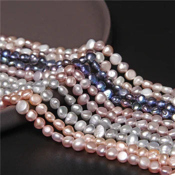 6-10mm Barevné Přírodní Sladkovodní Pearl Korálky Pro Výrobu Šperků Irreguar Barokní Perly Růžové Fialové Smíšené DIY Náramek 14