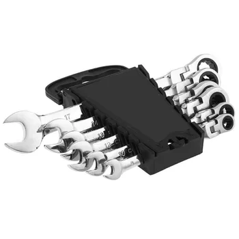6 Ks Multi Použít Dvě Hlavy Činnost Ratchet Gear Wrench Set Flexibilní Otevřený Konec Klíče Opravy Nářadí Na Kolo Momentový Klíč Klíč