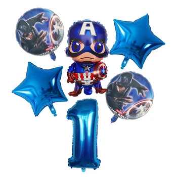 6ks Kapitán Americké Super Hrdina Fólie Balónech 1 2 3 4 5 6 Narozeniny, Party Dekorace 30inch Číslo Balón Děti Hračky Vzduchu Globos