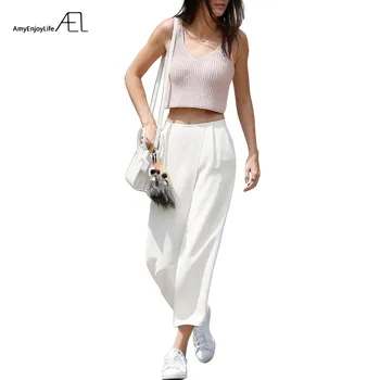 AEL Módní Bílá Šifon Širokou Nohu Kalhoty 2017 Příležitostné Letní Oblečení Ženy