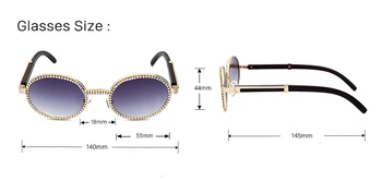 ALLICEONEYOU Vintage Kulatý Ledový, Hip Hop sluneční Brýle Muži Nový Luxusní Ženy Ovál Crystal Dřeva Punk Brýle, Módní Brýle