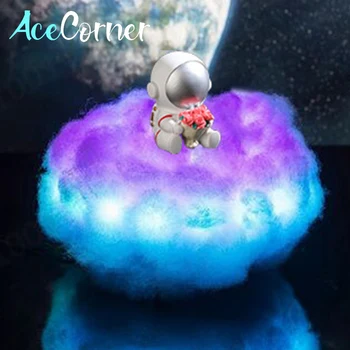 Acecorner 2021 Novinka LED Barevné Mraky Astronaut Noční Lampa S Duhový Efekt Stolní Lampa Koleji Kreativní Dárek k Narozeninám