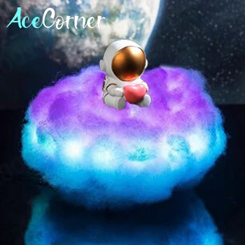 Acecorner 2021 Novinka LED Barevné Mraky Astronaut Noční Lampa S Duhový Efekt Stolní Lampa Koleji Kreativní Dárek k Narozeninám