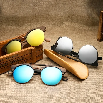 Acetát Dřeva Klasické Polarizované sluneční Brýle Muži Ženy UV400 Sluneční Brýle Muž Žena Vintage brýle