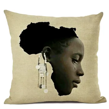 Africká Žena, Portrét Tištěné Povlečení Cottton Sedáku kryt Pro Pohovku Afro Abstraktní Hodit Polštář Dekorativní povlak na Polštář